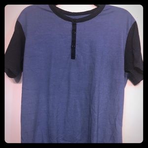 Trade Mark Two-Tone Short Sleeve Buttoned T-Shirt